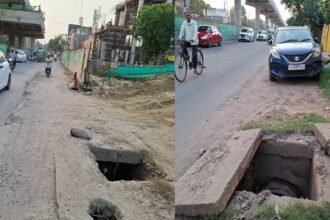 आगरा में सिकंदरा से गुरु का ताल तक हाईवे किनारे खुले नाले, जनकपुरी महोत्सव से पहले हादसे का खतरा