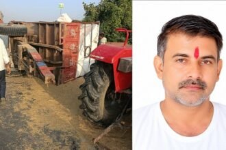 सिकंदराराऊ में केंटर की टक्कर से धान लदी ट्रैक्टर-ट्रॉली पलटी, किसान मुनेंद्र सिंह की मौत; ग्रामीणों ने कुछ देर लगाया जाम