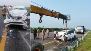 पूर्वांचल एक्सप्रेसवे हादसा: ट्रक में घुसी अर्टिगा, तीन टेनिस खिलाड़ियों की मौत, तीन घायल