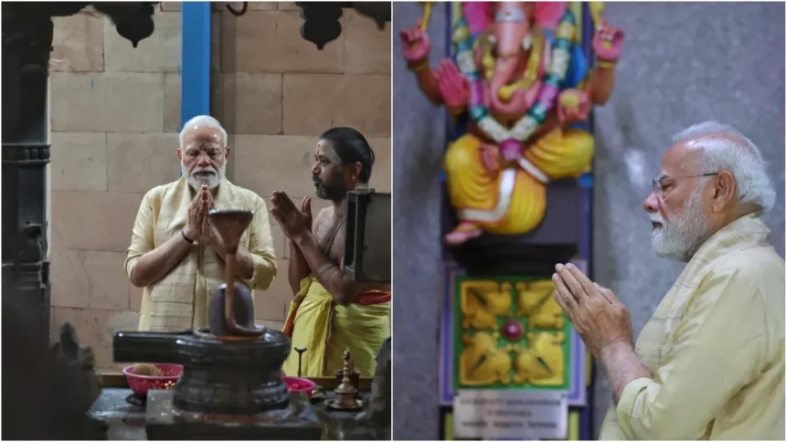 पीएम मोदी के सरकार प्रमुख के रूप में 25 साल पूरे, विनायक मंदिर में की पूजा