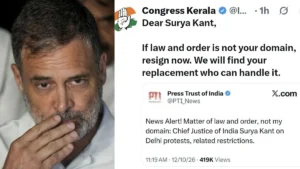 केरल कांग्रेस का CJI के इस्तीफे वाला पोस्ट डिलीट, विवाद
